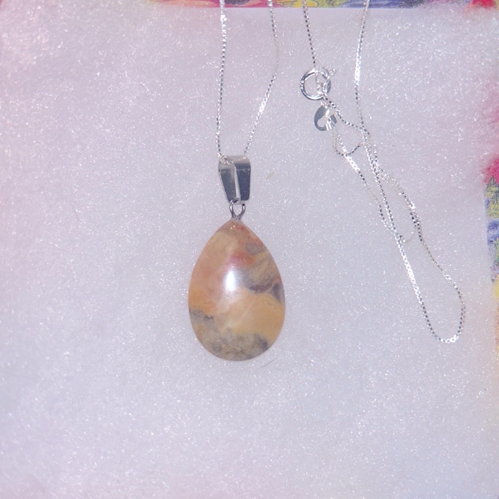 Boho Hippie Agate Sterling Silver 16” Necklace